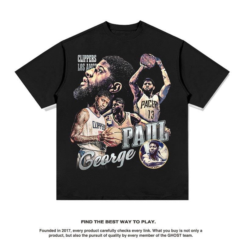 Nba T Shirt Printed Pattern Short Sleeve T-shirt Street Basketball