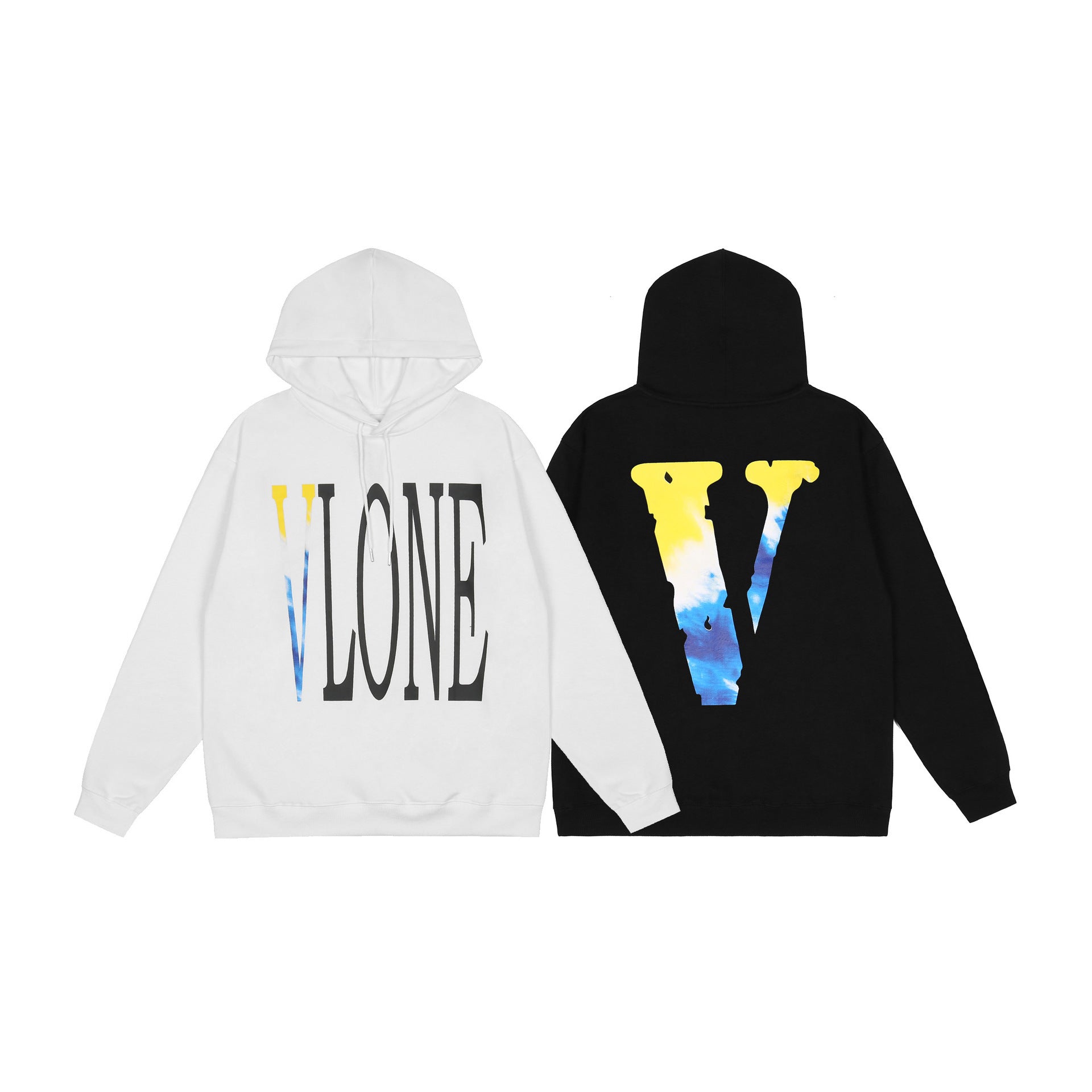 Vlone Hoodie Hip Hop High Street Big V Print Short Sleeve T-Shirt Hoodie