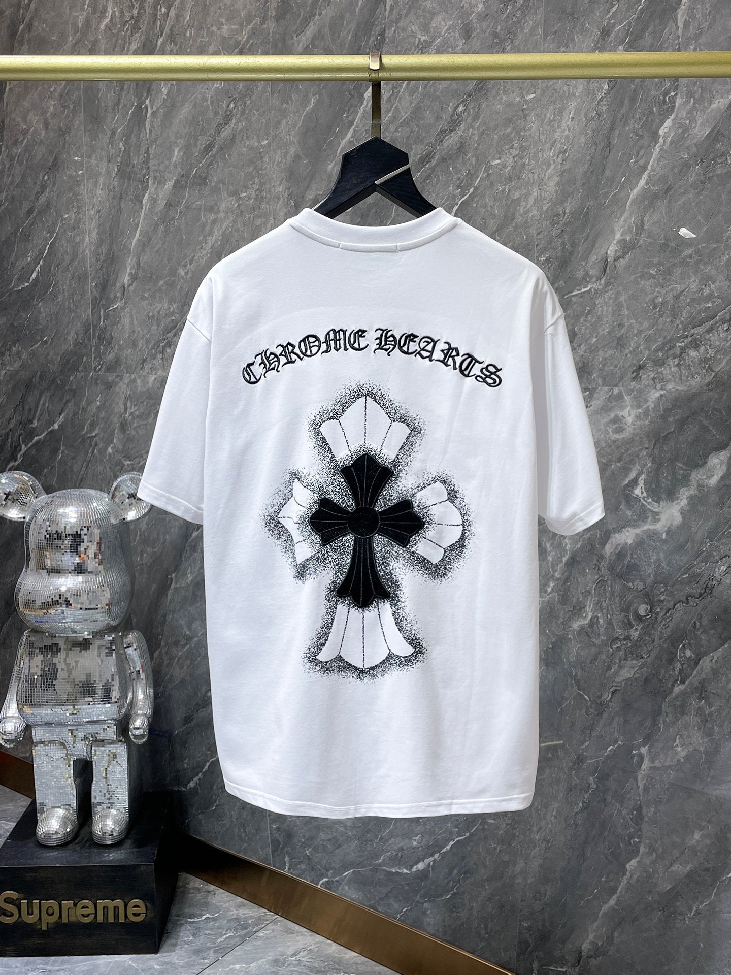 Chh Chrome Hearts T Shirts Embroidered Sanskrit Alphabet Cross Sports Loose Short Sleeve T-Shirt