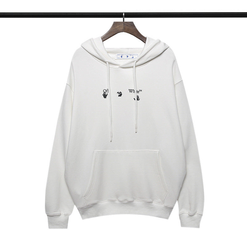 off White Hoodie Autumn and Winter Terry Hooded Loose Sweater Printed Men's and Women's Jacket