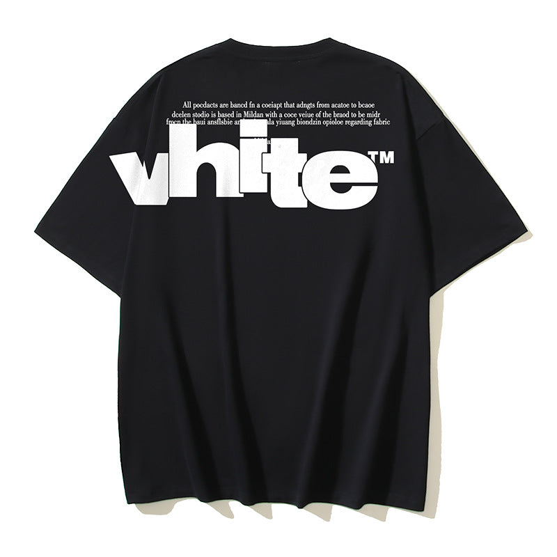 Off White T Shirts OW Letter Pattern Crew Neck Pullover Short Sleeves