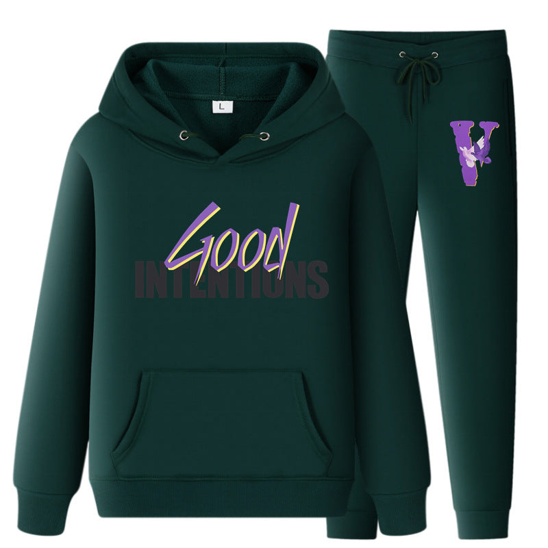 Vlone Hoodie & Pants 2 Piece Set Hooded Sweater Men And Women Loose