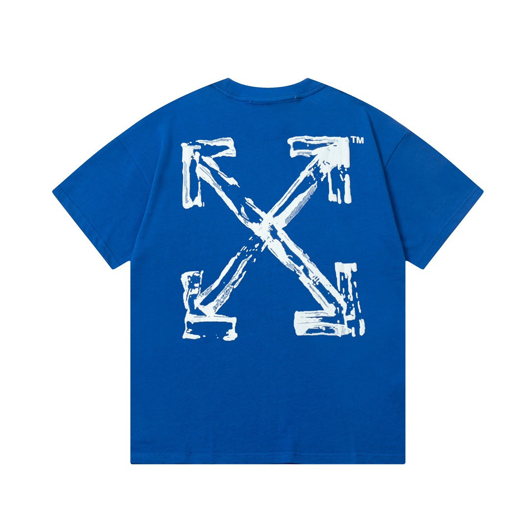 Off White T Shirts OW Graffiti Arrow Pattern Crew Neck Pullover Short Sleeves