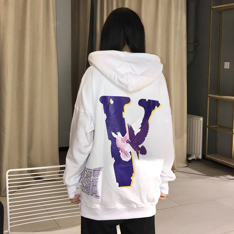 Vlone Hoodie Purple Big V Couple'S Shirts Cap Men'S And Women'S Sweater