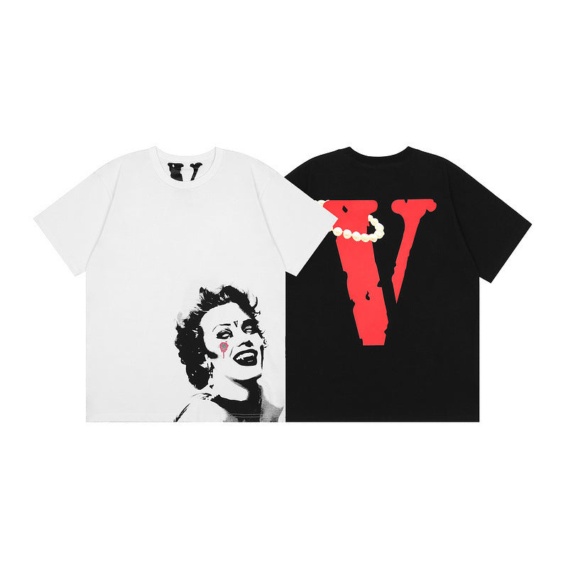 Vlone T Shirt Die Monroe Loose Male And Female Couple Short Sleeve T-Shirt