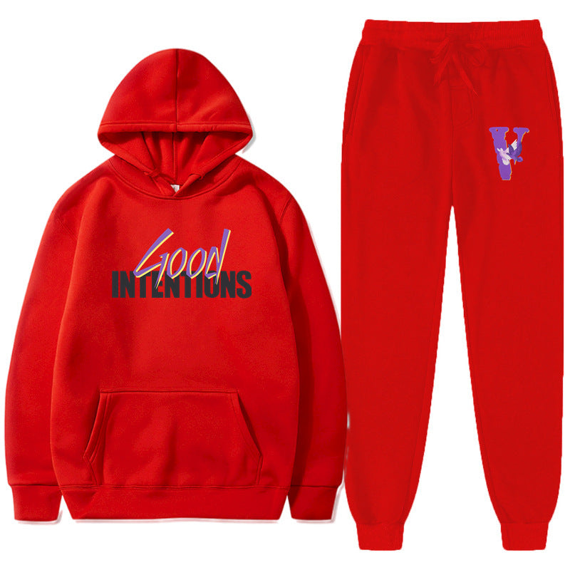 Vlone Hoodie & Pants 2 Piece Set Casual Loose Hoodie