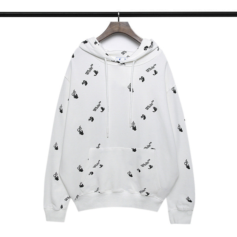 off White Hoodie Autumn and Winter Printed Hooded Loose Long Sleeves Sweater