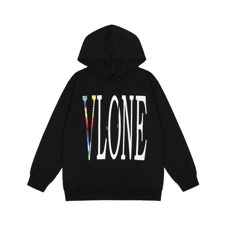 Vlone Hoodie Big V White Loose Hoodie Men'S And Women'S Pullover Sweater