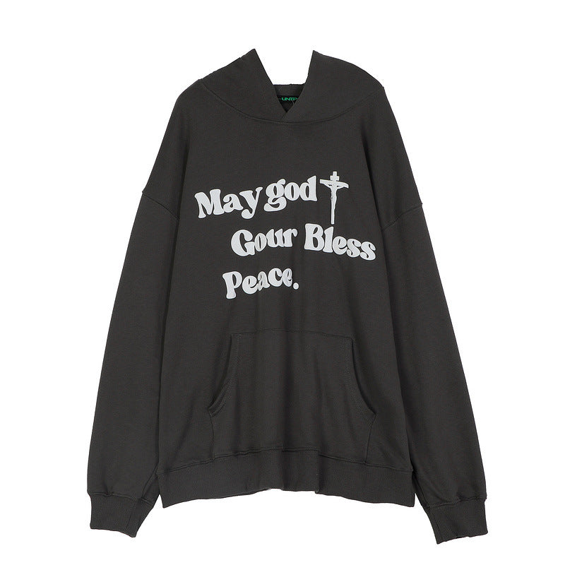 Man Fall Outfits Letter Print Oversize Loose Men's and Women's Hoodie Tide