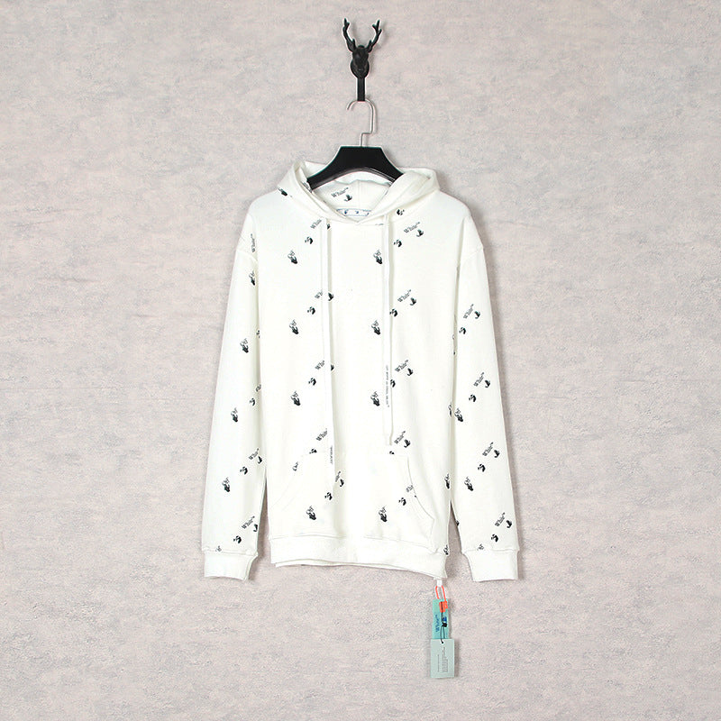 off White Hoodie Autumn and Winter Printed Hoodie Sweater Loose Men's and Women's Coat