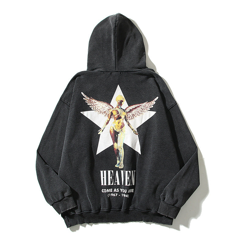 Nirvana Hoodie Angel Distressed Cut-Out Hooded Sweater For Men And Women
