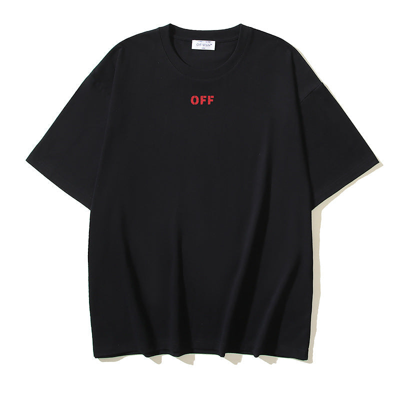 Off White T Shirts OW Smiling Arrow Print Crew Neck Pullover Short Sleeves
