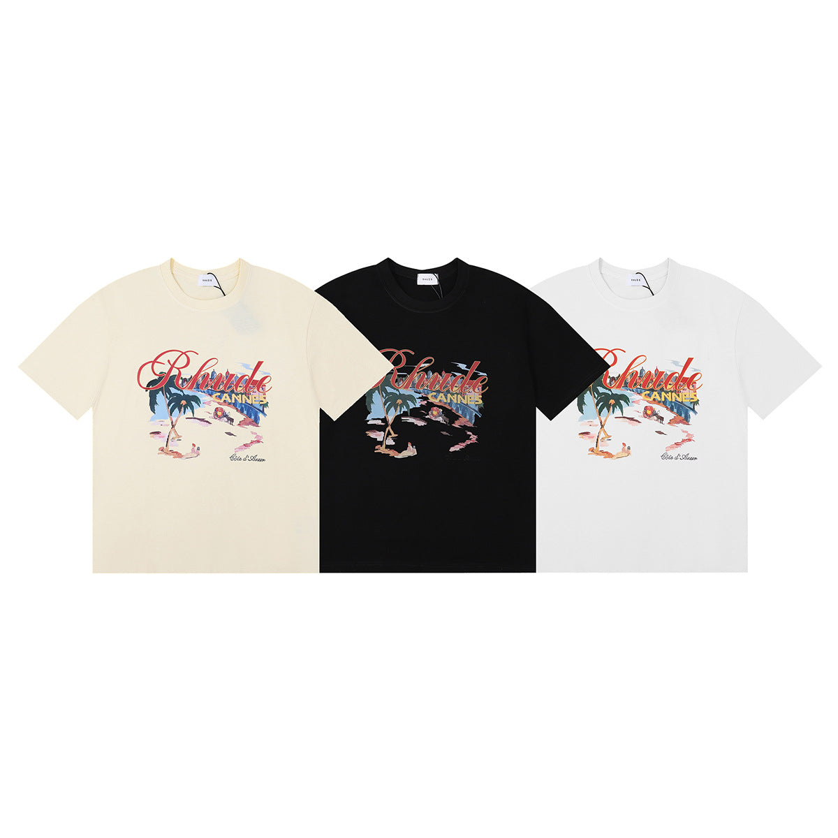 Rhude T Shirt Sailing Letter Coconut Logo Short Sleeve T-Shirt