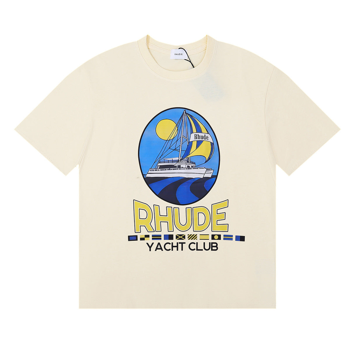 Rhude T Shirt Sailing Letter Coconut Logo Short Sleeve T-Shirt