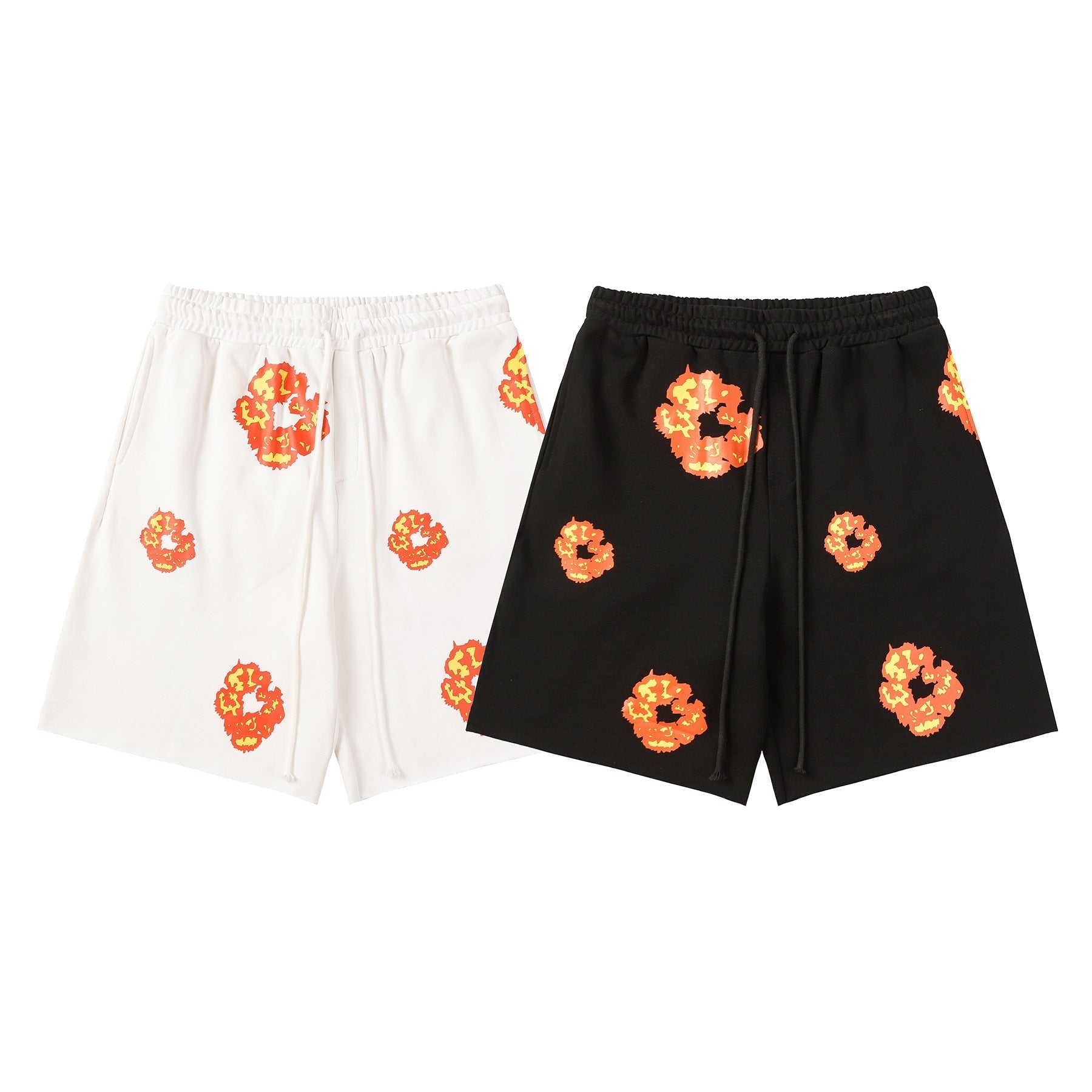 Denim Tears Outfit:T Shirt/Shorts (Separate Purchase Options) Flame Short Sleeve T-shirt Sports Casual Shorts Suit