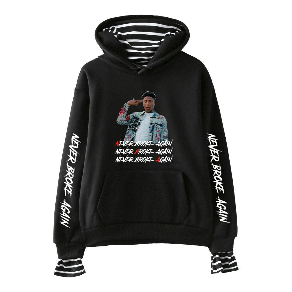 Never Broke Again Hoodie All-Match False Two-Piece Sweaters