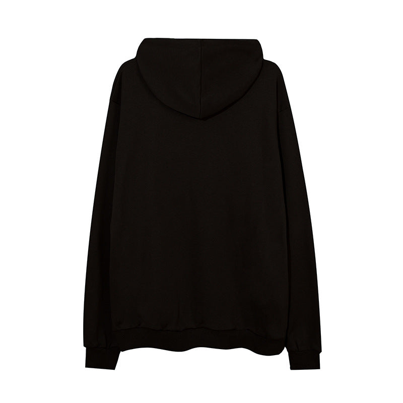 Man Fall Outfits Hip Hop Printed Hoodie Men's and Women's Pullover Black White Autumn and Winter