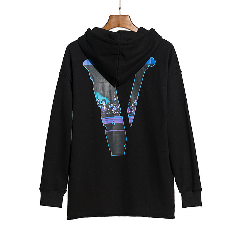 Vlone Hoodie Large V Print Loose Spot Casual Men And Women