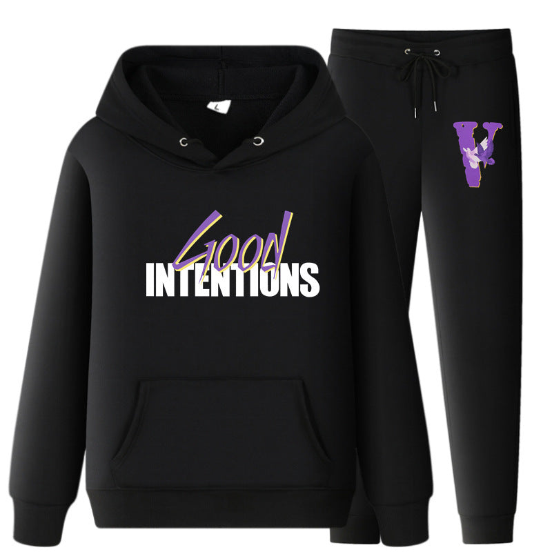 Vlone Hoodie & Pants 2 Piece Set Hooded Sweater Men And Women Loose