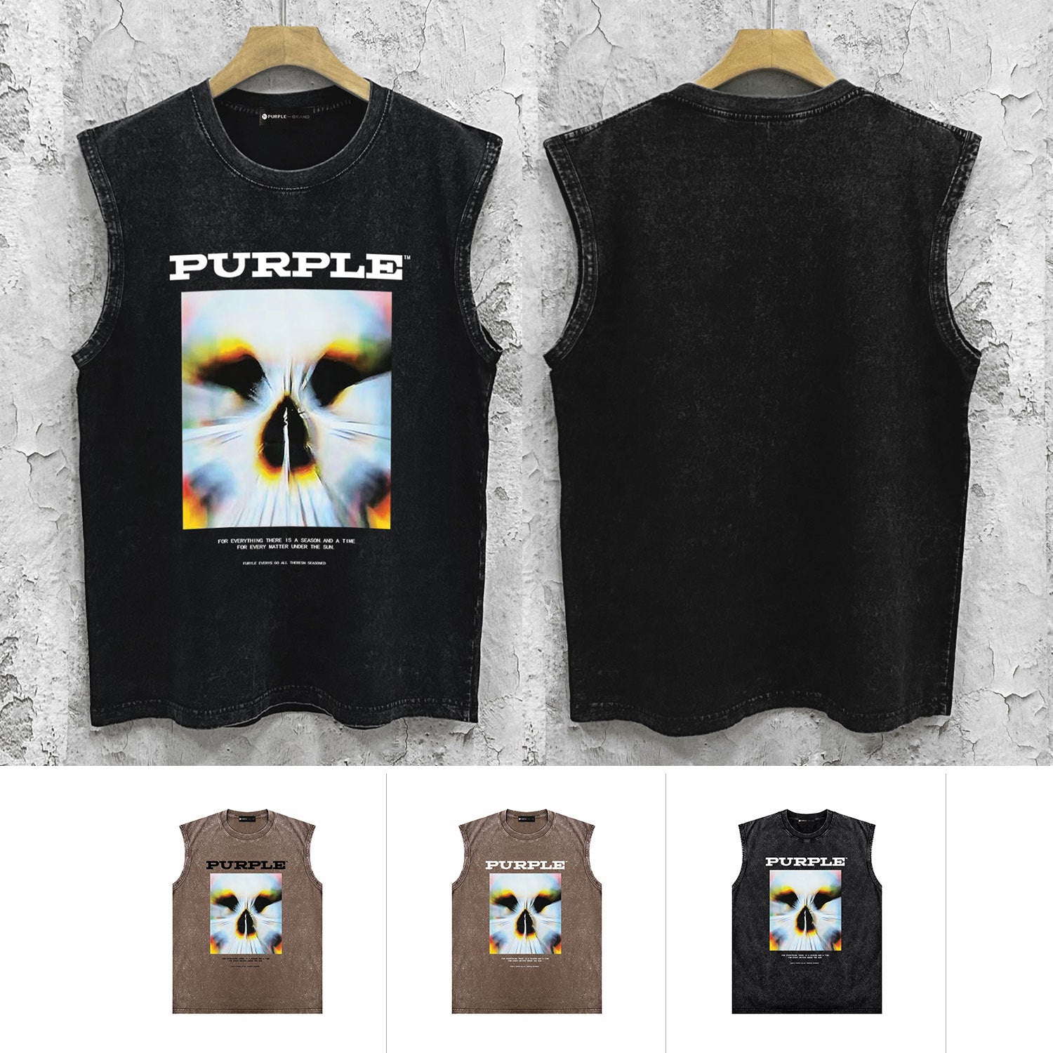 Purple Brand Distressed Tank T Shirts Distressed Sleeveless T-shirt Vest