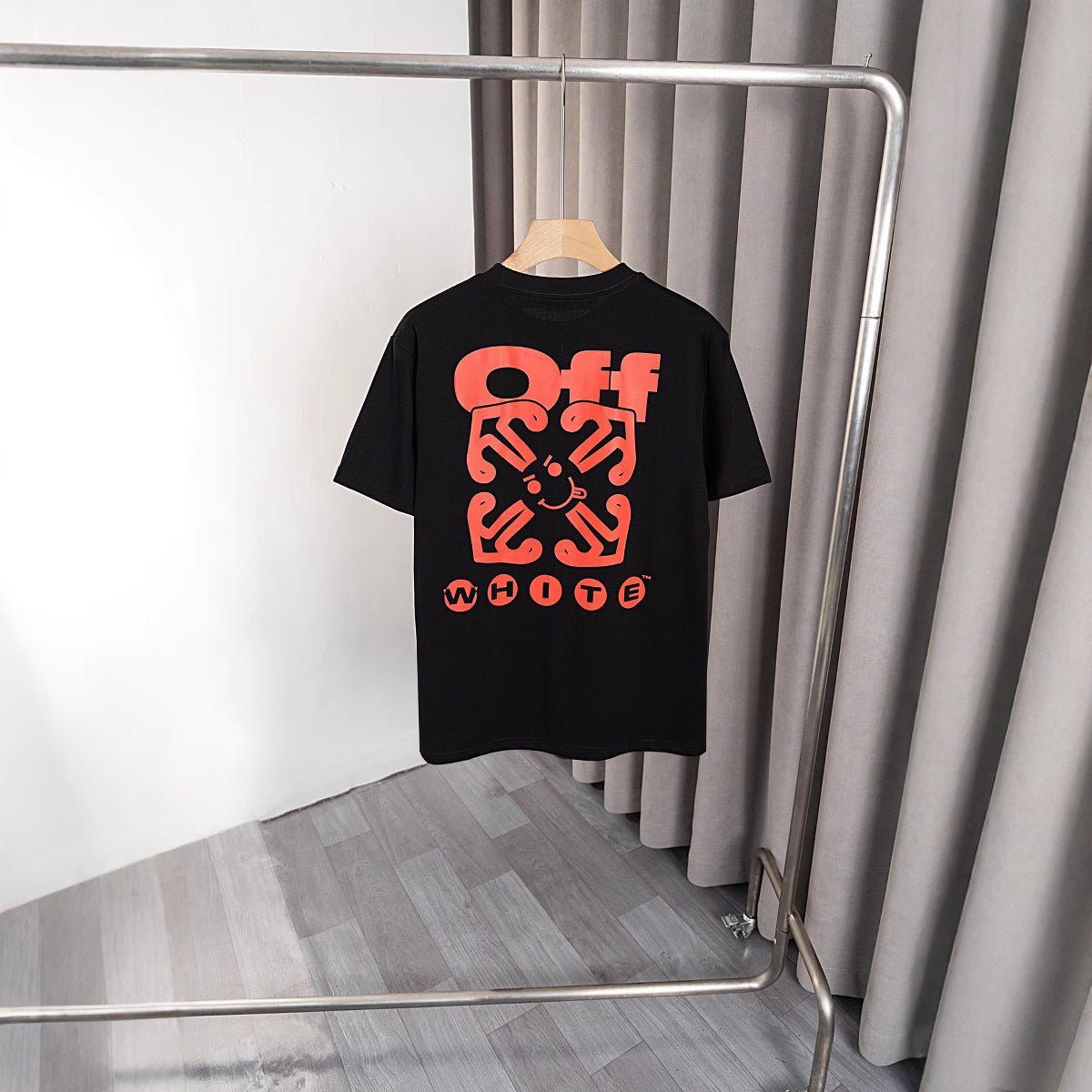 Off White T Shirts OW Cartoon Arrow Pattern Crew Neck Pullover Short Sleeves