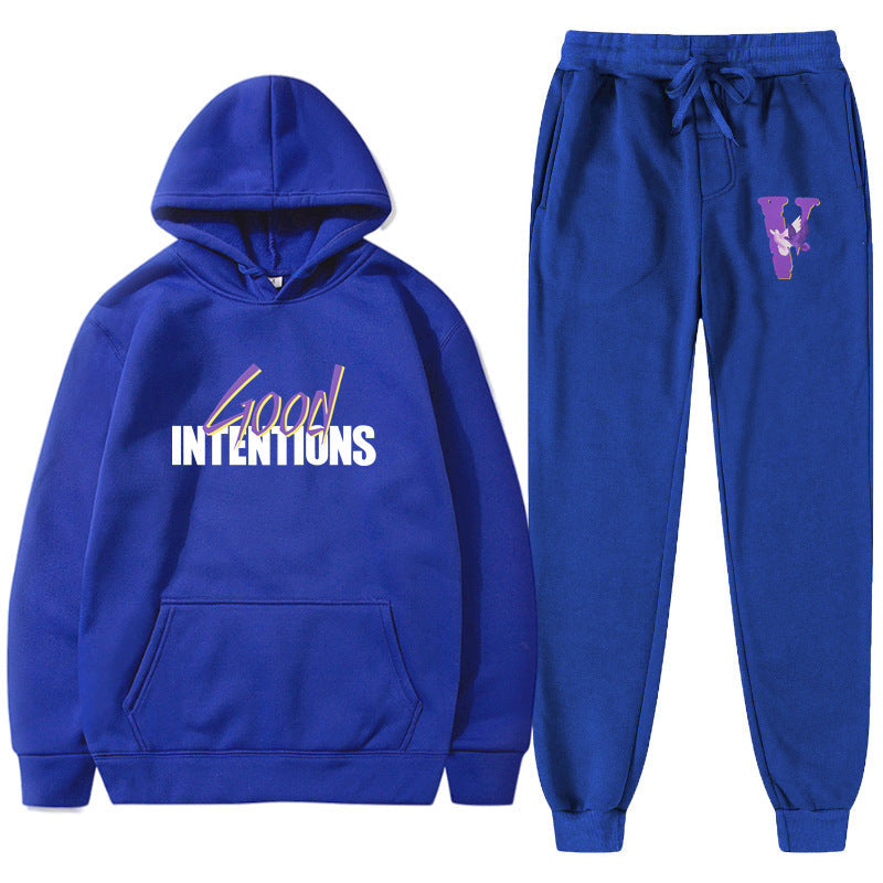 Vlone Hoodie & Pants 2 Piece Set Casual Loose Hoodie