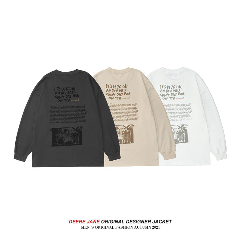 Men Pullover Hoodie Loose round Neck Long Sleeve Sweater Men Spring and Autumn