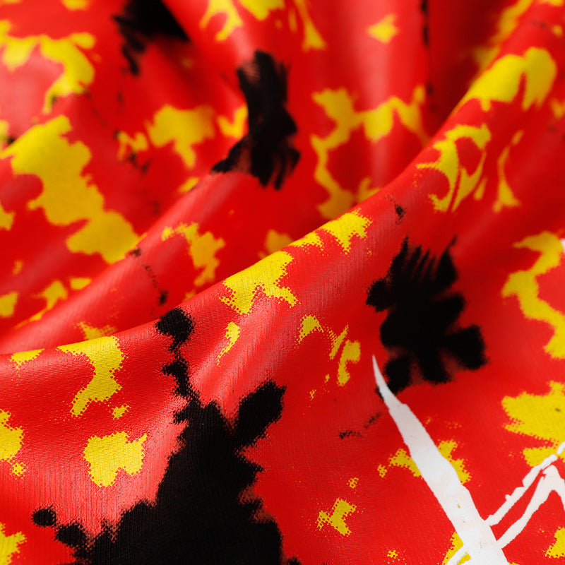 Denim Tears T Shirts Flame Wood Cotton Printed Loose Short Sleeve T-shirt