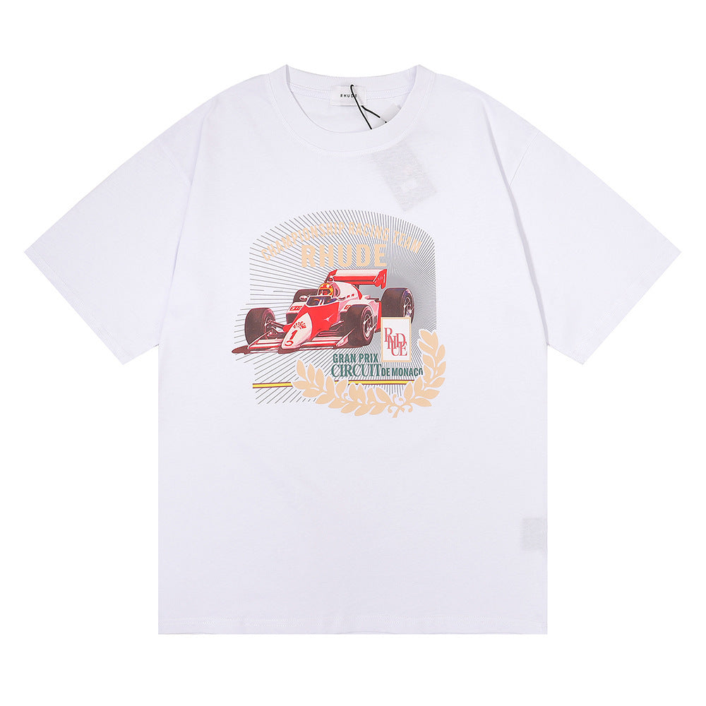 Rhude T Shirt Micro Label Letter F1 Racing Printed Short Sleeve T-Shirt Loose Half Sleeve Shirt