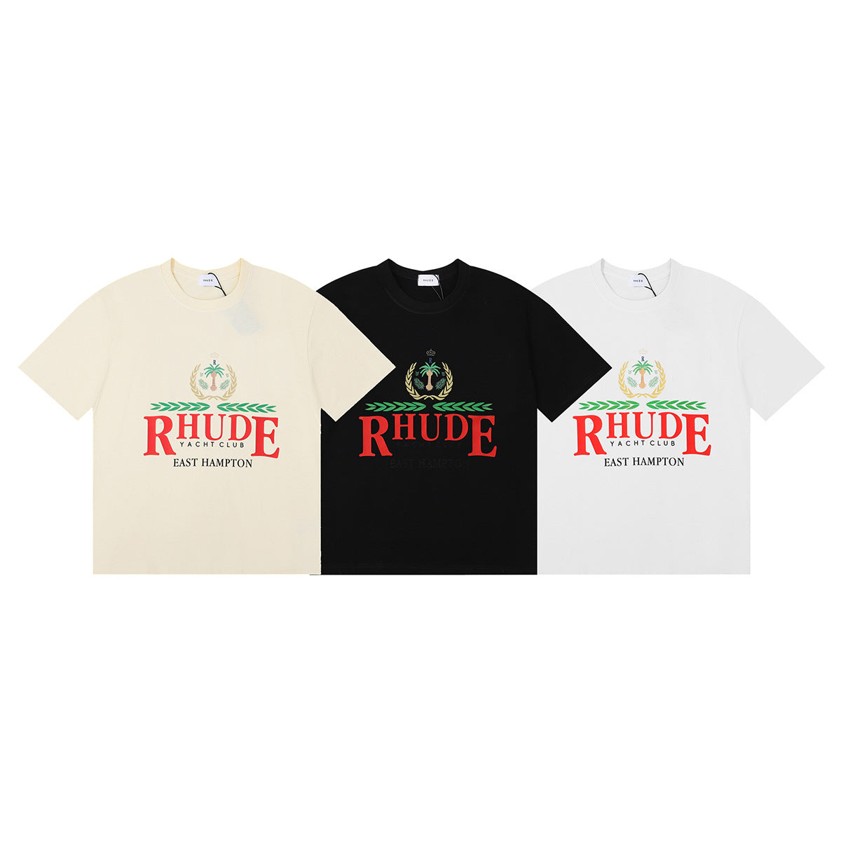 Rhude T Shirt Sailing Letter Coconut Logo Short Sleeve T-Shirt