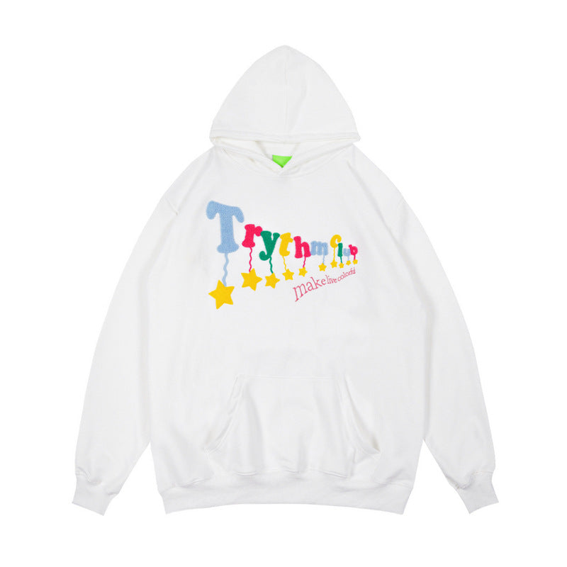 Man Fall Outfits Vintage Casual Hoodie Letter Hip Hop Hooded Sweater