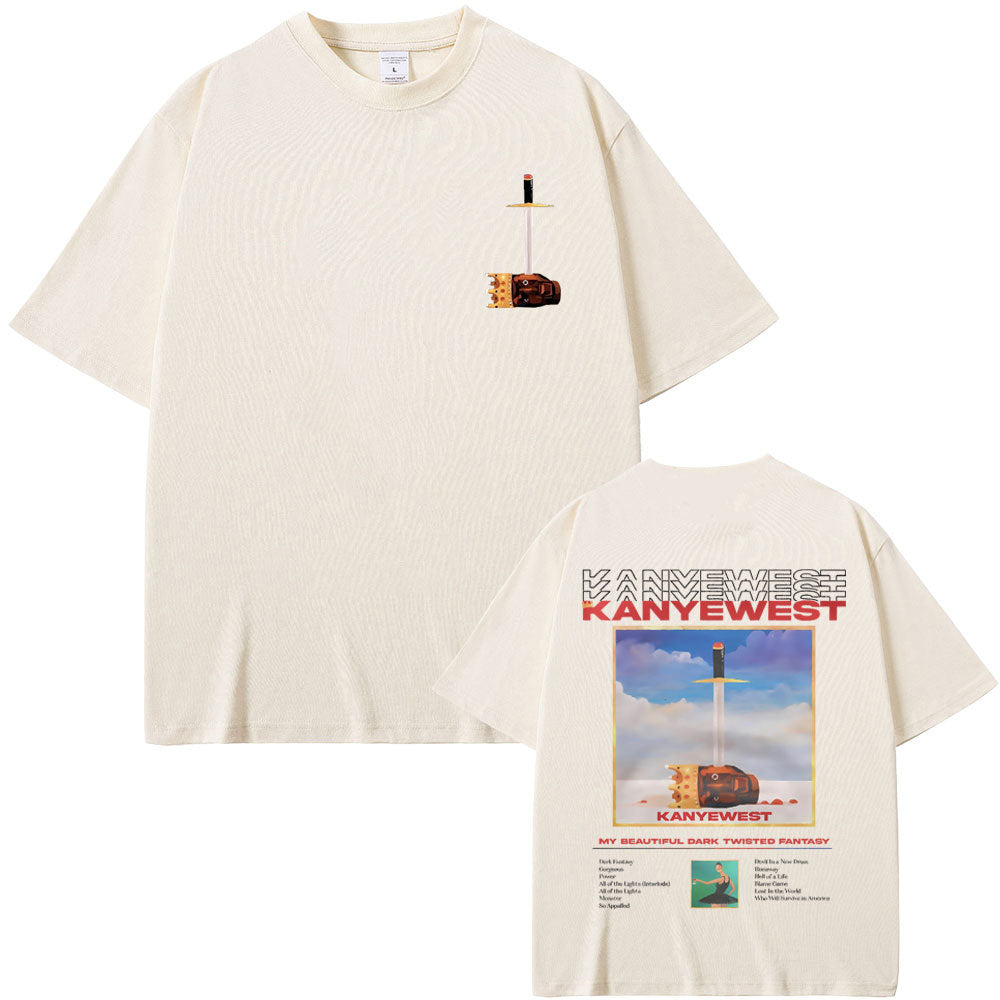 Rapper Kanye West Graduation Bear Double Sided Print T Shirt