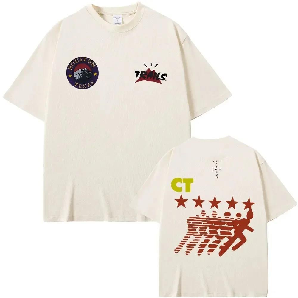 Cactus Jack Utopia Print T Shirt Short Sleeve Male  Cotton