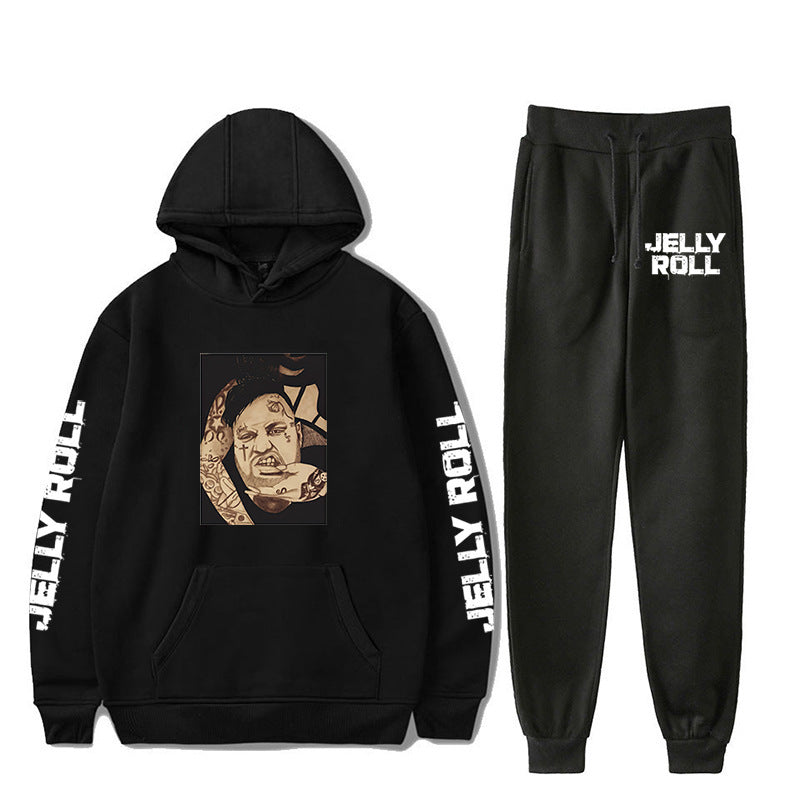 Jelly Roll Hoodie Jelly Roll Peripheral Printed Sweater Sports Two-Piece Suit
