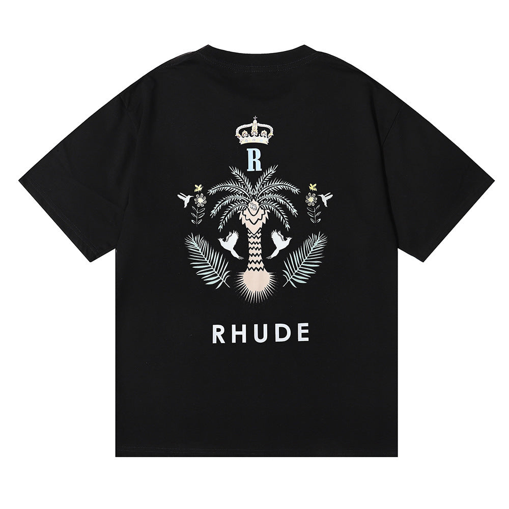 Rhude T Shirt Micro Standard Island Coconut Tree Print Short Sleeve T-Shirt