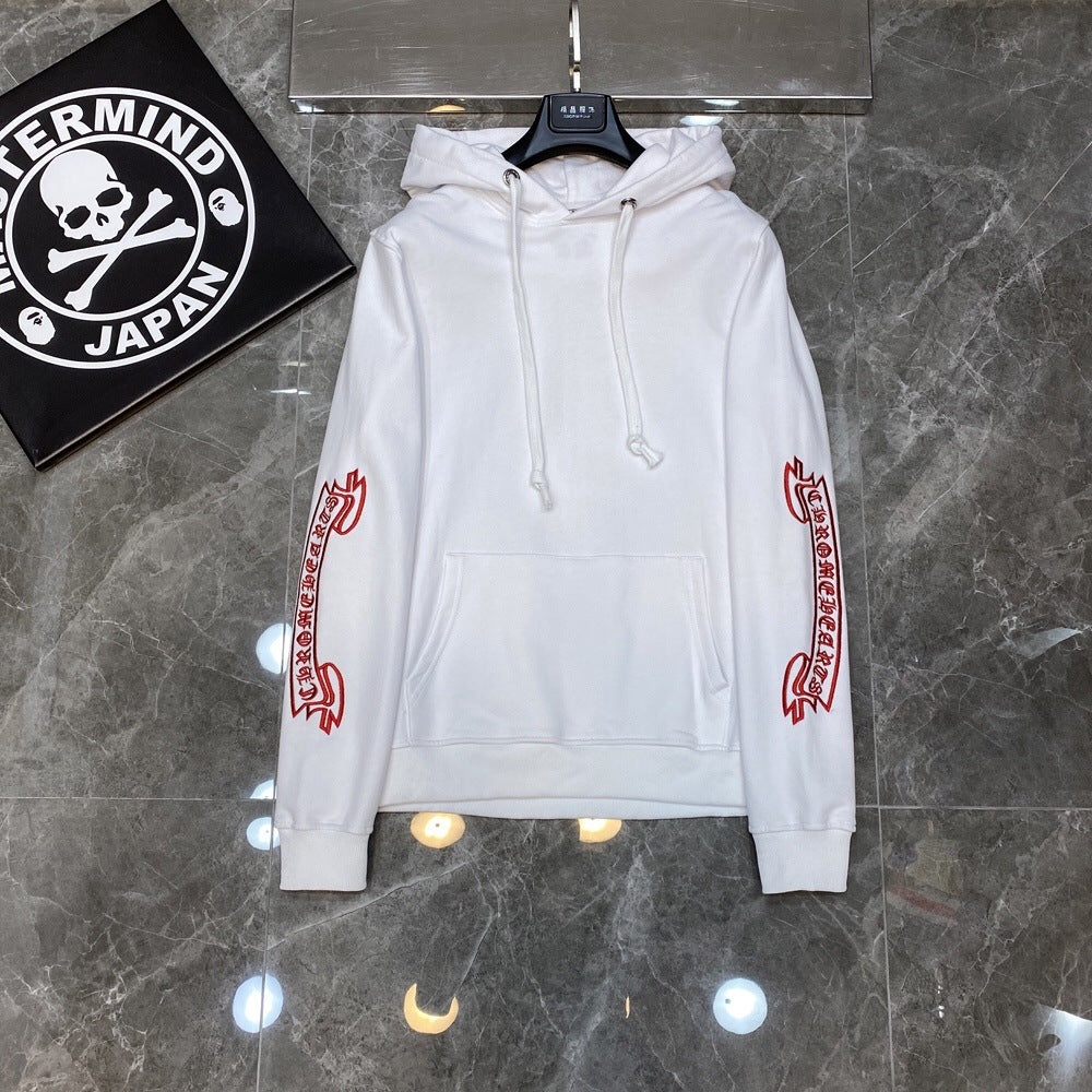 Chh Chrome Hearts Hoodie Cross Red Character Embroidered Casual Hooded Sweater