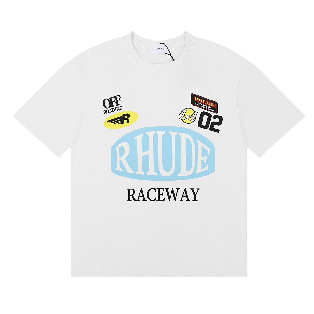 Rhude T Shirt Racing Track Letter Print Short Sleeve T-Shirt