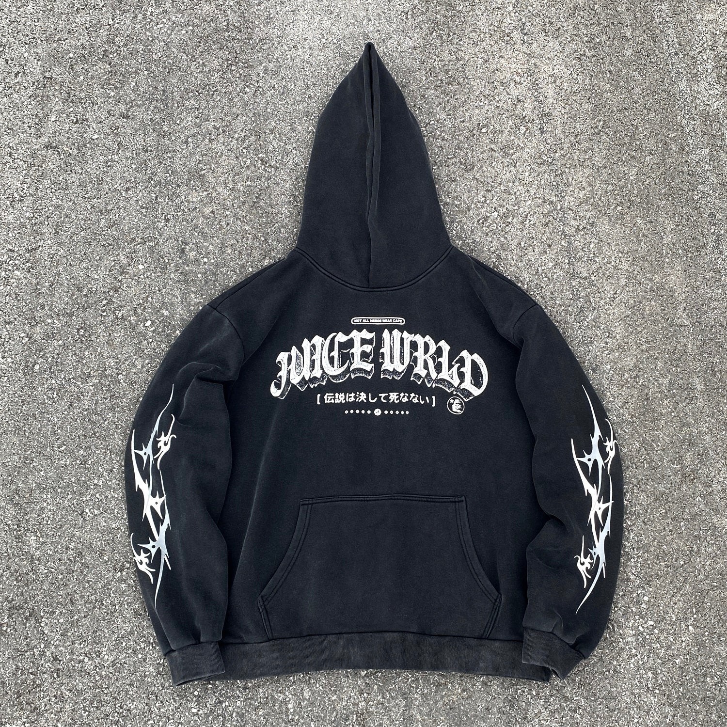 Hellstar Hoodie Vintage Distressed Heavy Velvet Padded Loose