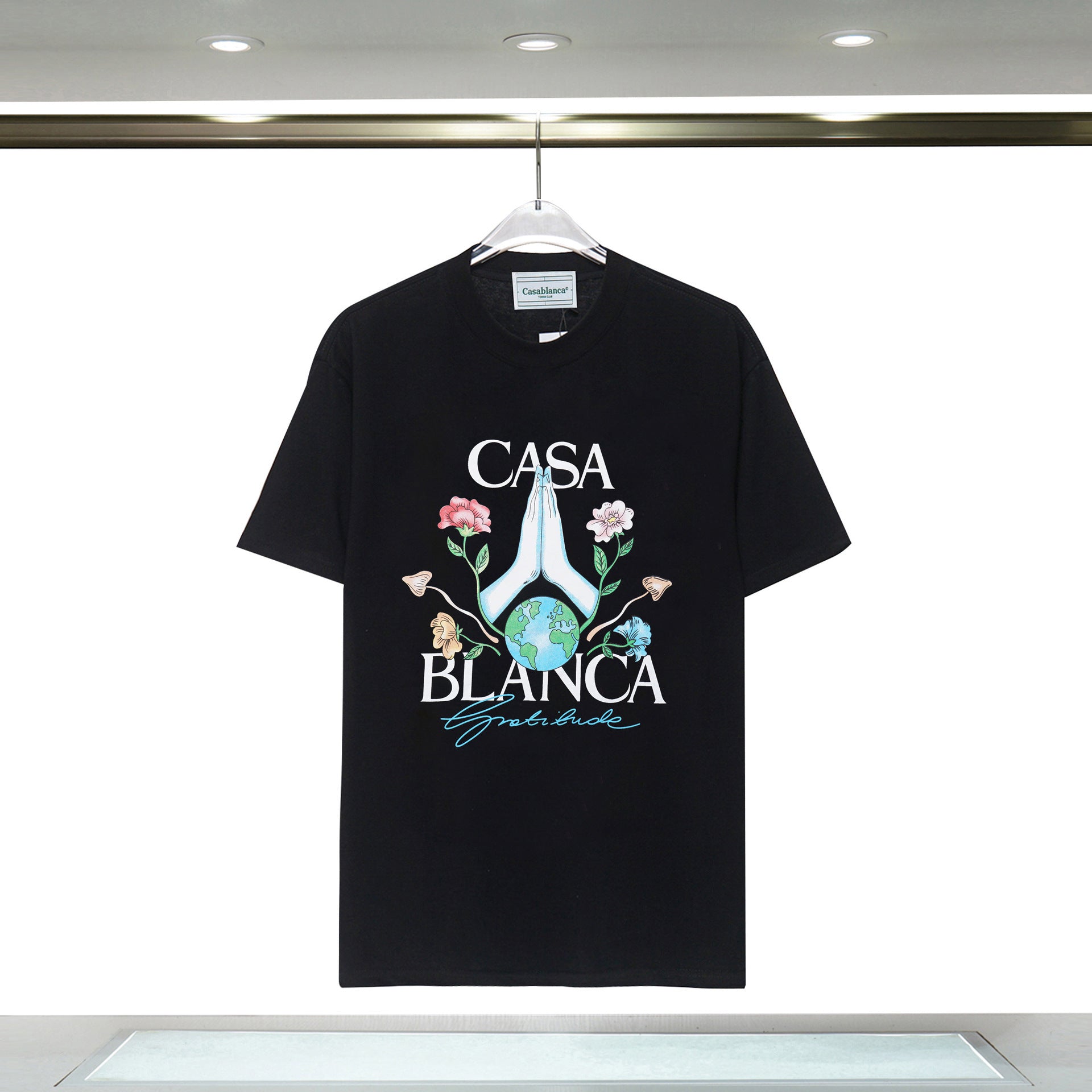 Casablanca T Shirts Meaningful Prints Loose Cotton Tee