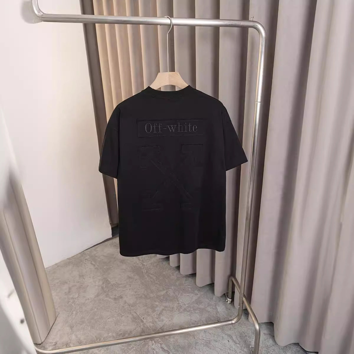 Off White T Shirts OW Embroidery Letter Arrow Pattern Pullover Short Sleeves