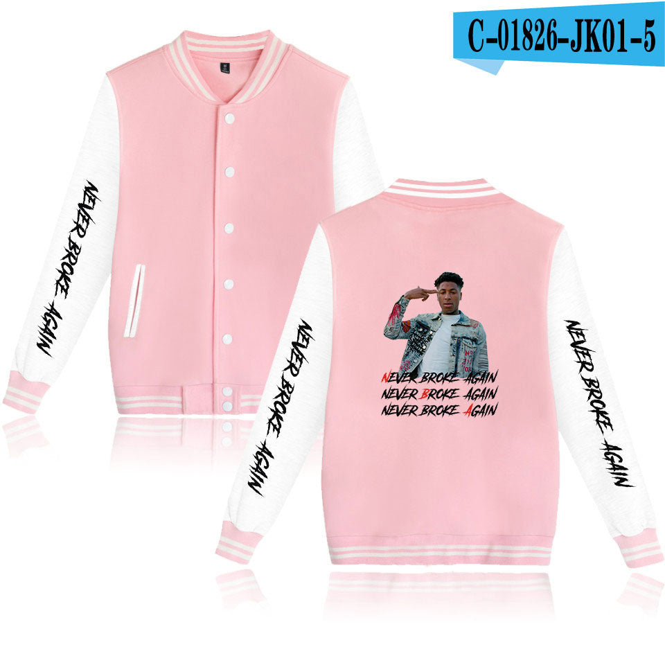 Never Broke Again Hoodie Casual Men'S And Women'S Long Sleeves Baseball Uniform