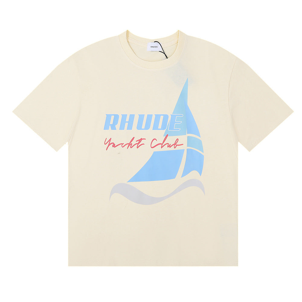 Rhude T Shirt Micro Label Yacht Club Print Short Sleeve T-Shirt