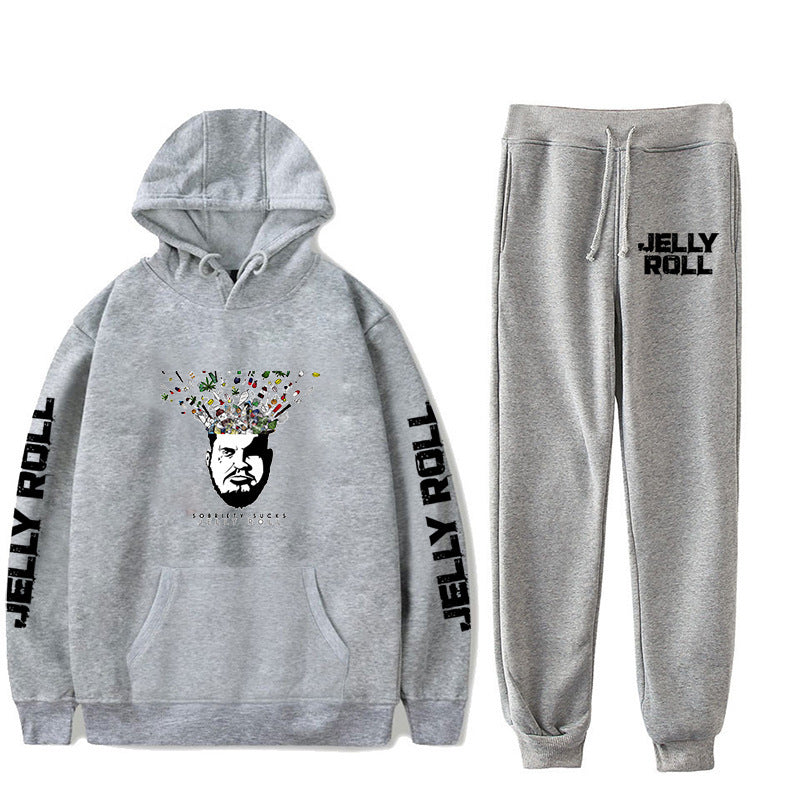 Jelly Roll Hoodie Jelly Roll Peripheral Printed Sweater Sports Two-Piece Suit