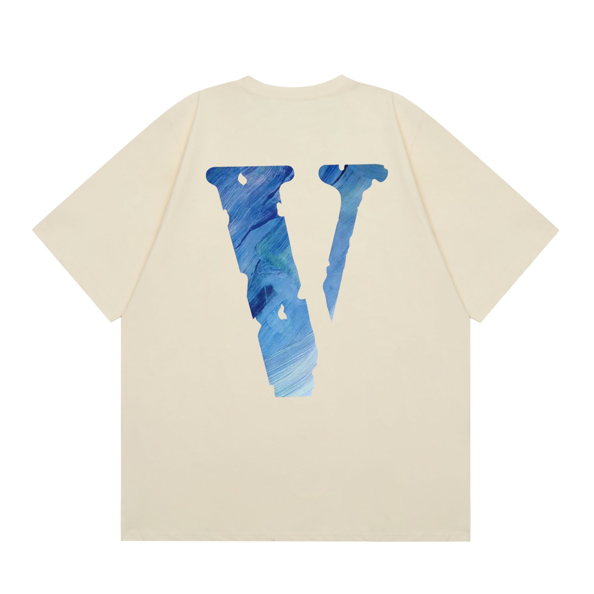Vlone T Shirt Spring and Summer Big V Pattern Crew Neck