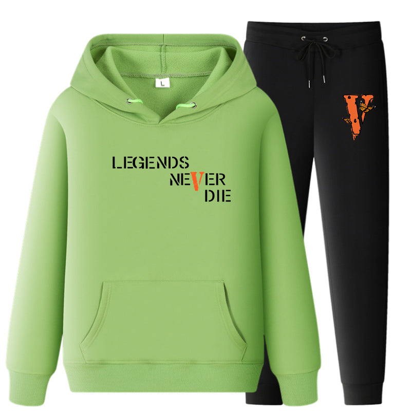 Vlone Hoodie & Pants 2 Piece Set Printing Sweatshirt And Sweatpants Fall Winter Hooded