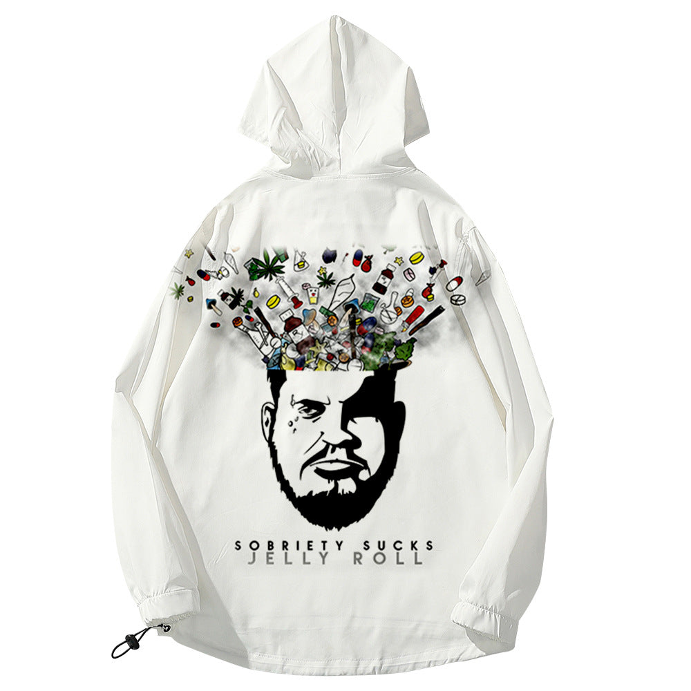Jelly Roll Hoodie 3d Printing Thin Trench Coat