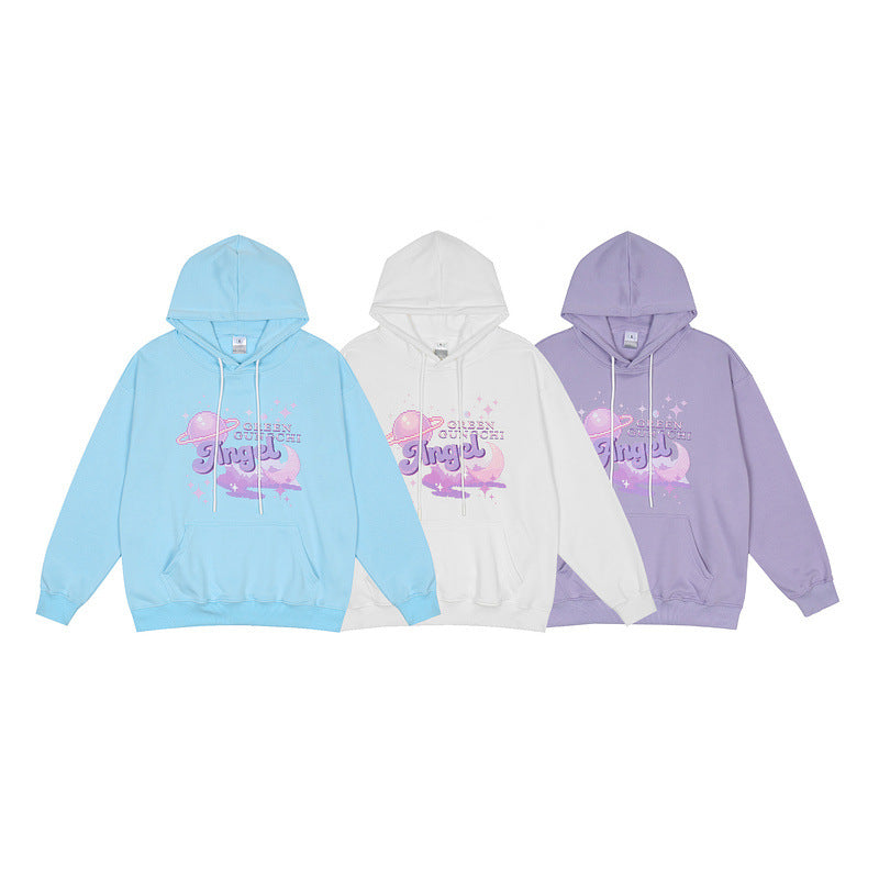 Man Fall Outfits Printed Hoodie Men's and Women's Street Loose Couple Leisure Pullover Coat