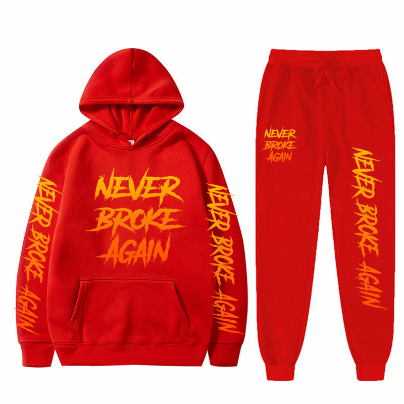 Never Broke Again Hoodie Casual Hooded Sweatshirt Casual Sports Pants