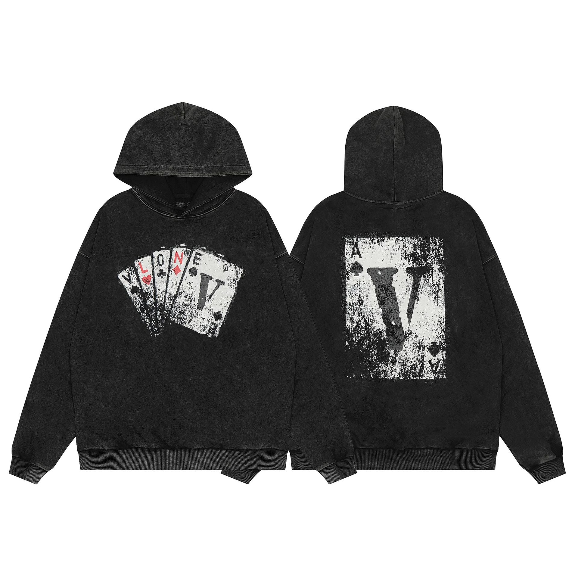 Vlone Hoodie autumn and winter playing card pattern