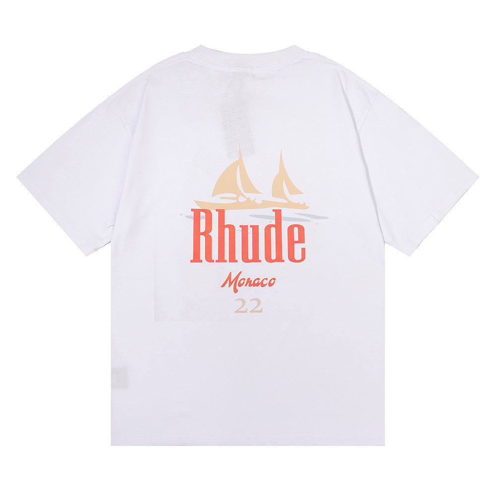 Rhude T Shirt Los Angeles RHUDE Sailing Letter Print Short Sleeve T-Shirt